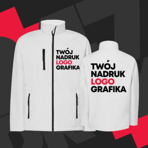 Softshell z własnym nadrukiem na piersi i plecach
