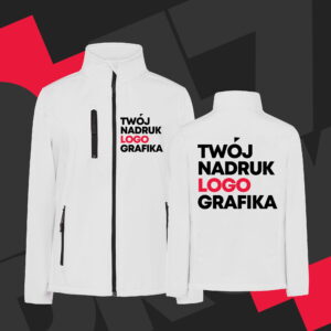 Softshell damski z własnym nadrukiem na piersi i plecach